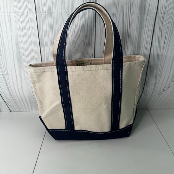 Vintage 1990s Mini Boat Tote Stiff Canvas Navy White Clean USA 1990s Tag - Picture 1 of 11